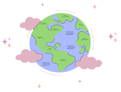 World globe with clouds