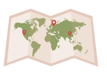 Green map with pins